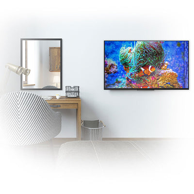 B-Tech Large Fixed TV Wall Mount BT8441/B, wall-mounted display installed in bedroom