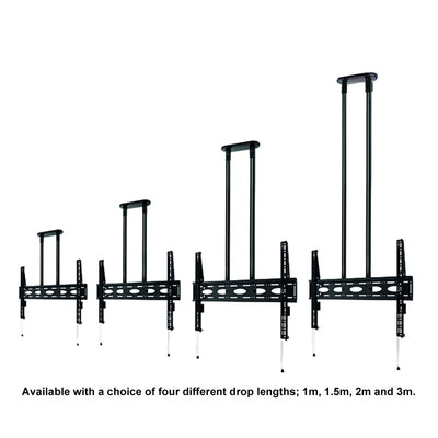 B-Tech XL Universal TV Ceiling Mount BT8448-300/BB, ceiling display mount pole length options