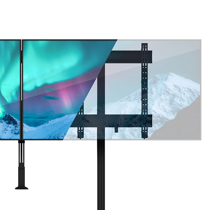 B-Tech XL Universal Dual Screen VC Stand BT8527/B, dual-display floor stand with screens front view