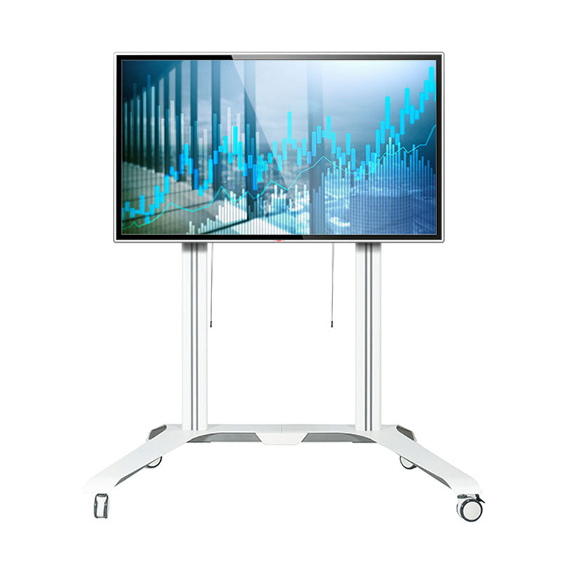 B-Tech Extra Large Universal TV Cart BT8564/BB, display installed on mobile dual-post cart