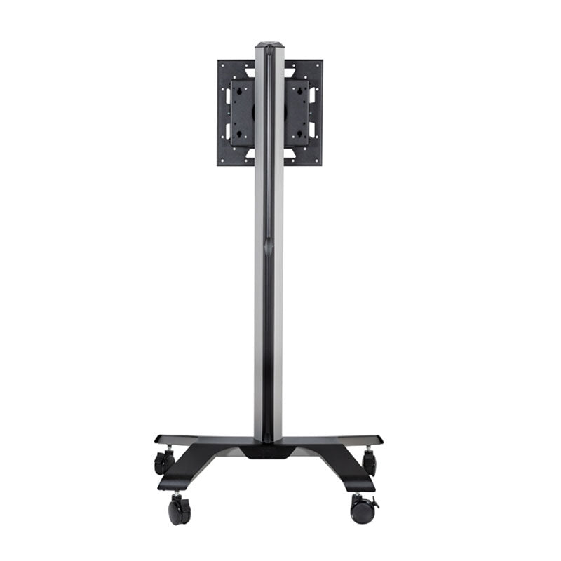 B-Tech Large Rotating TV Cart BT8566/BB, mobile interactive display stand in a rear view