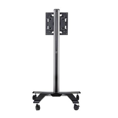 B-Tech Large Rotating TV Cart BT8566/BB, mobile interactive display stand in a rear view