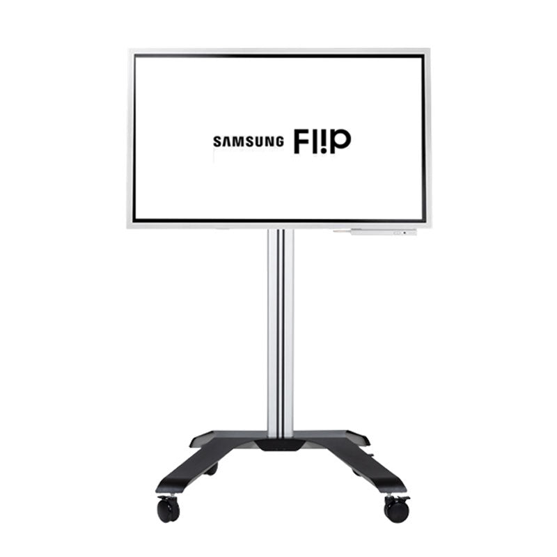 B-Tech Large Rotating TV Cart BT8566/BB, mobile interactive display stand with a screen in a front view