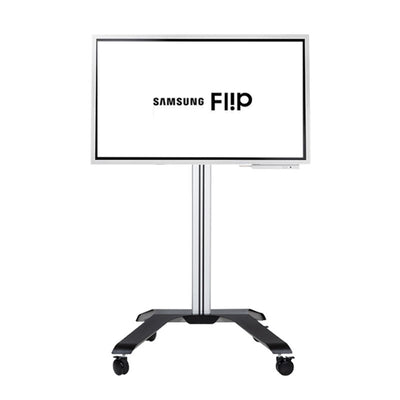 B-Tech Large Rotating TV Cart BT8566/BB, mobile interactive display stand with a screen in a front view