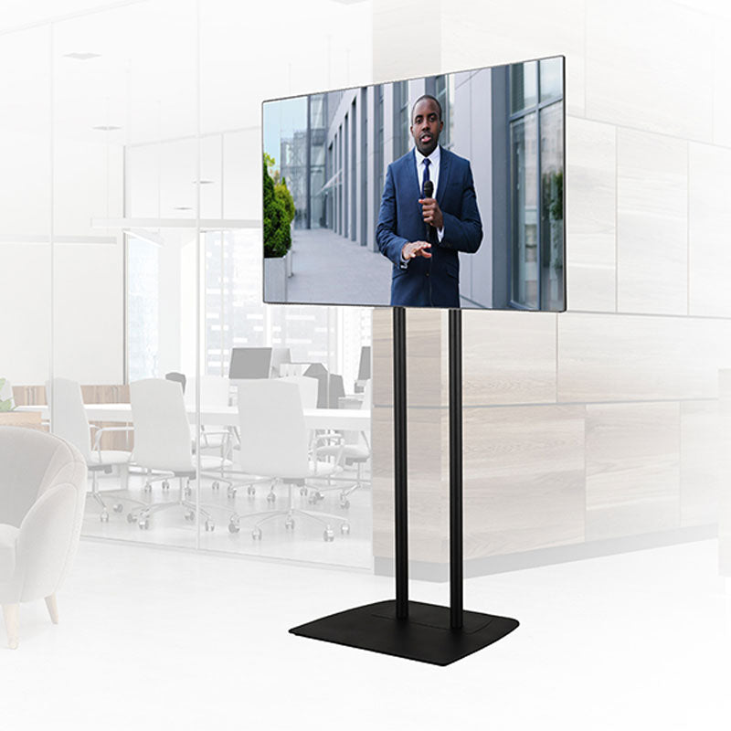 B-Tech Extra Large TV Floor Stand BT8573/BB, dual-post display stand installed in office