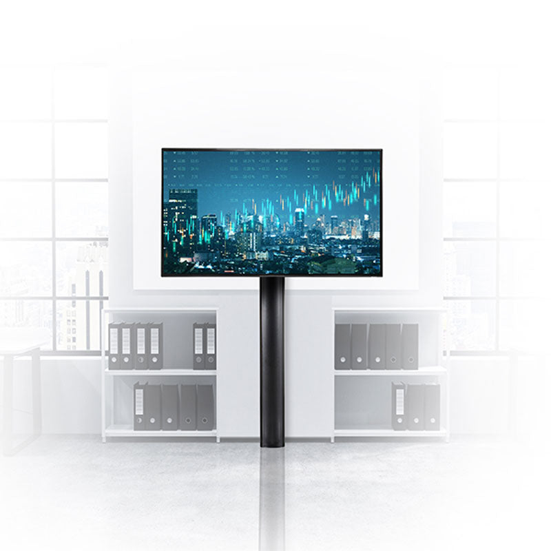 B-Tech Mode-AL Premium Large Floor-To-Wall TV Stand BT8700/B, display floor stand installed in an office setting