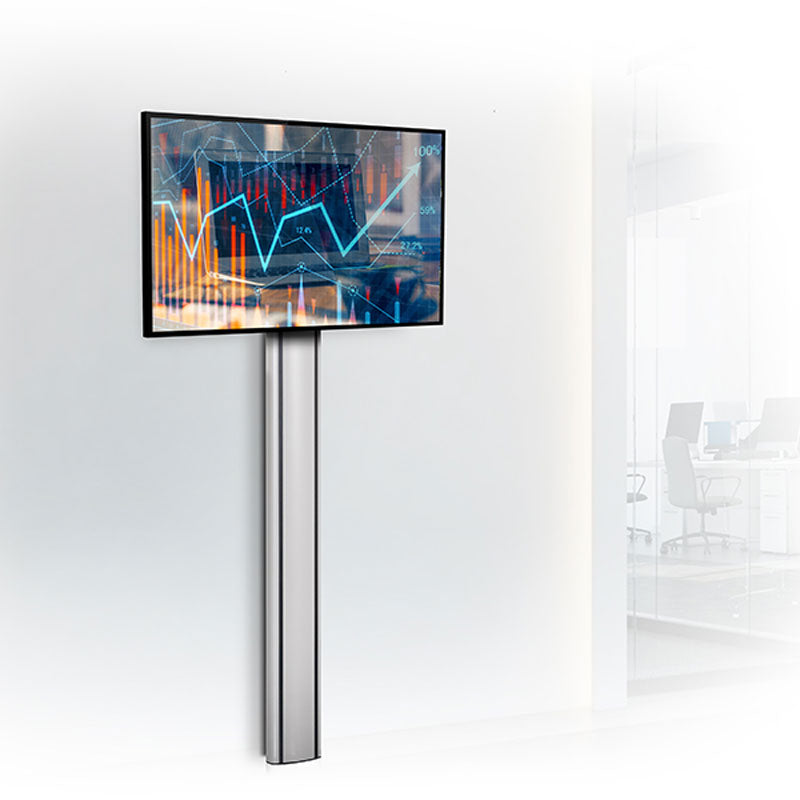 B-Tech Mode-AL Premium Large Floor-To-Wall TV Stand BT8701/B, dual-pole floor stand installed office view