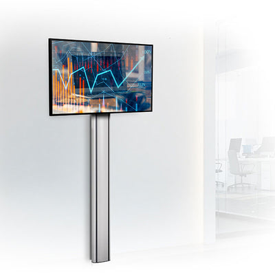 B-Tech Mode-AL Premium Large Floor-To-Wall TV Stand BT8701/B, dual-pole floor stand installed office view