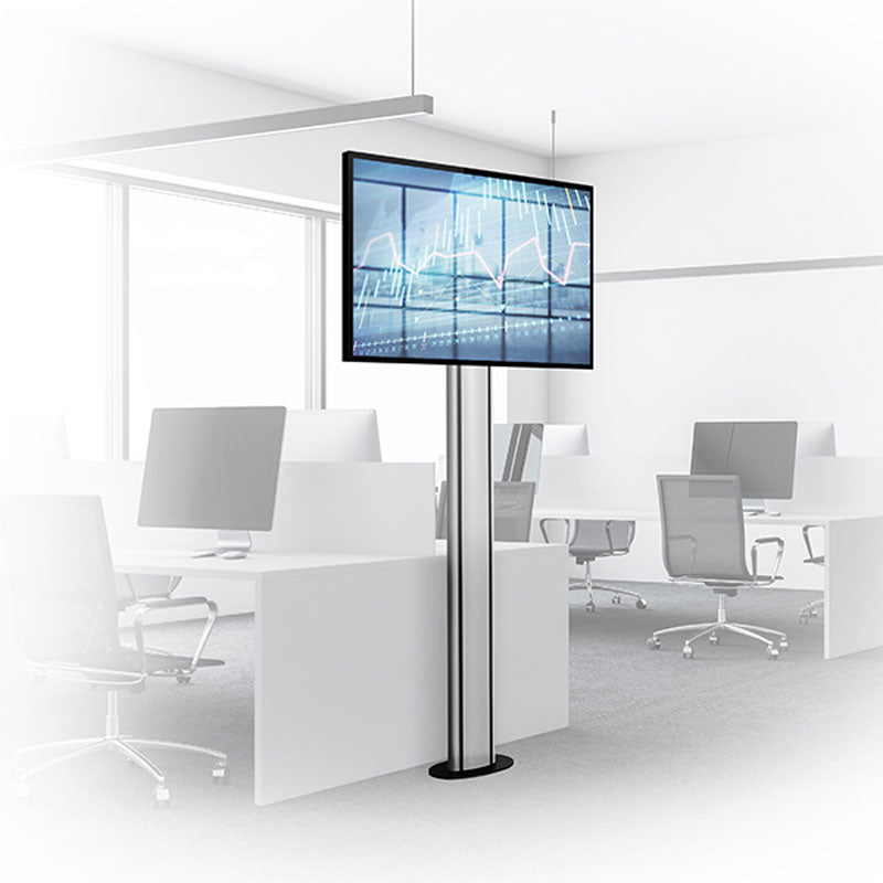 B-Tech Mode-AL Premium Large Bolt Down TV Stand BT8704/B, floor display stand in office setting