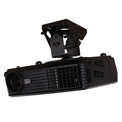 B-Tech System 2 Universal Projector Ceiling Mount BT899/B, projector mounted to an articulating ceiling bracket