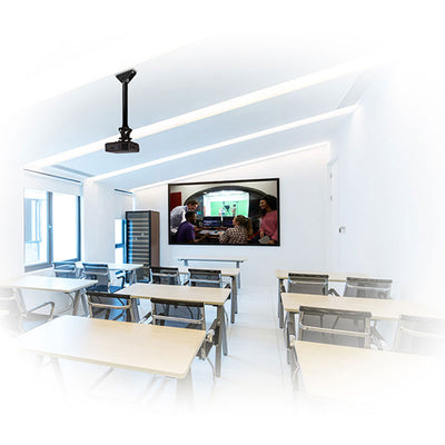 B-Tech System 2 XL Projector Ceiling Mount BT899XL-FD300/B, ceiling-mounted projector installed in a classroom
