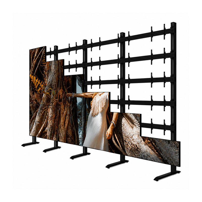 B-Tech Freestanding Video Wall Stand BT9370-LG-LSAC-6X6/BB, multi-display video wall mount with tiled screens