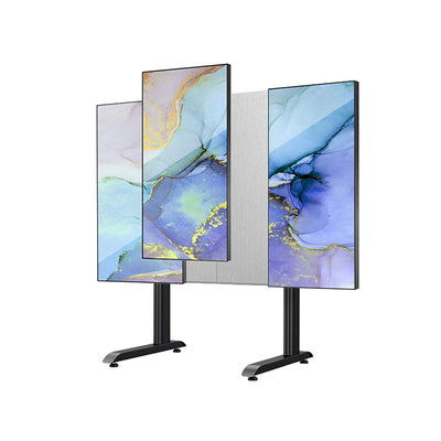 B-Tech Floor Stand BT9370-SAM110/B, dual portrait display floor stand front view