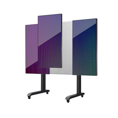 B-Tech Mobile LED Cart BT9371-SAM110/B, dual displays on mobile stands front view