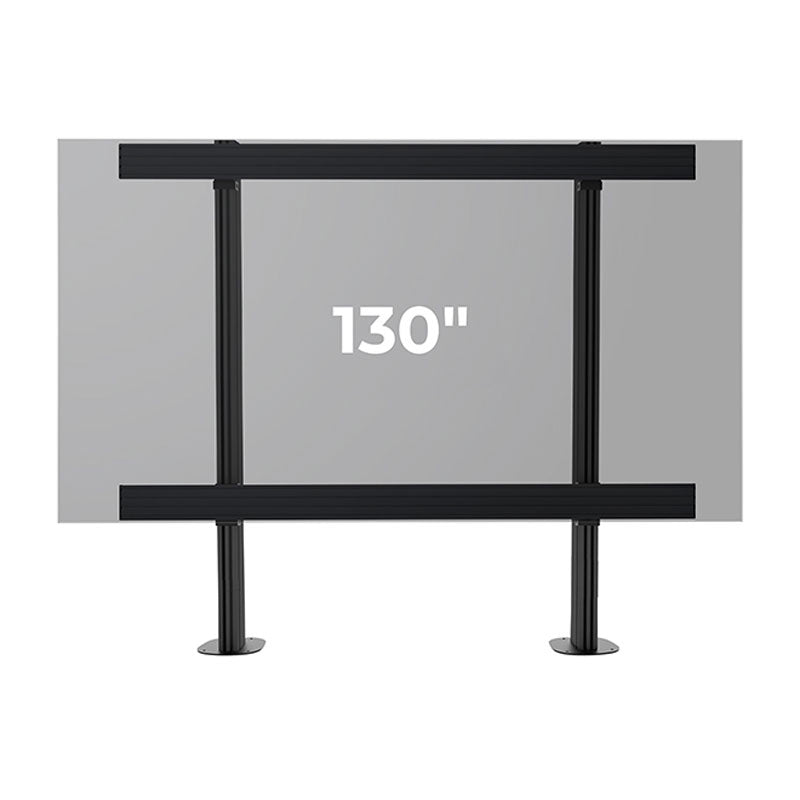 B-Tech Bolt-Down Stand BT9372-SAM130/B, 130-inch dual-post display mount configuration diagram