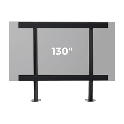 B-Tech Bolt-Down Stand BT9372-SAM130/B, 130-inch dual-post display mount configuration diagram