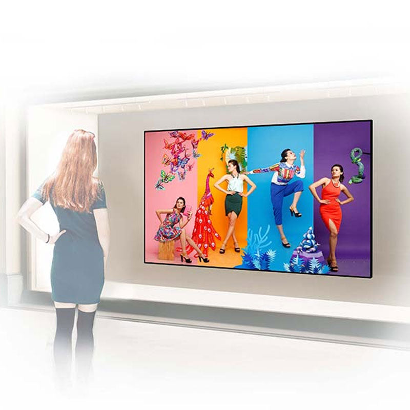 B-Tech System X Heavy Duty XXL TV Wall Mount BT9920/B, large wall display installed in retail interior