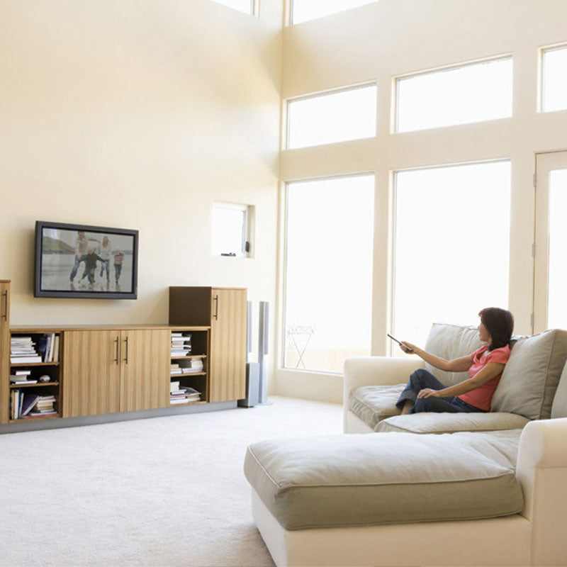 B-Tech Medium Fixed TV Wall Mount BTV500/B, slim speaker wall-mounted in living room