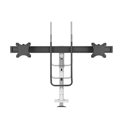 B-Tech Neomounts Full Motion Desk Monitor Arm DS75S-950WH2, triple-monitor crossbar rear view