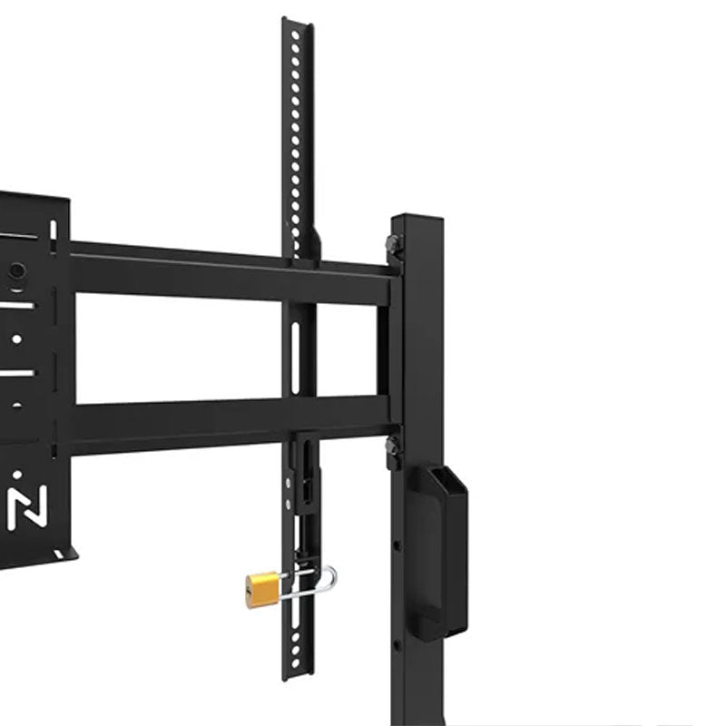B-Tech Neomounts Large Mobile TV Floor Cart FL50-525BL1, mobile display cart rear frame and locking detail