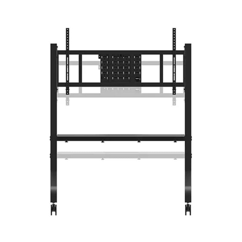B-Tech Neomounts Extra Large Mobile TV Floor Cart FL50-575BL1, dual-post mobile display stand front view with silver accent