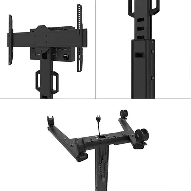 B-Tech Neomounts Large Mobile TV Floor Stand FL50S-825BL1, mobile display stand height and tray adjustment details
