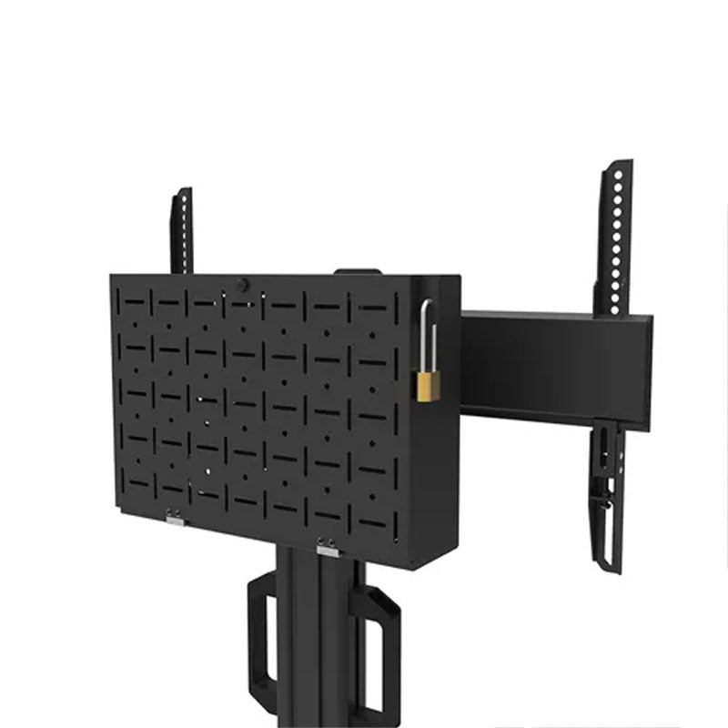 B-Tech Neomounts Large Mobile TV Floor Stand FL50S-825BL1, mobile display stand accessory tray rear view