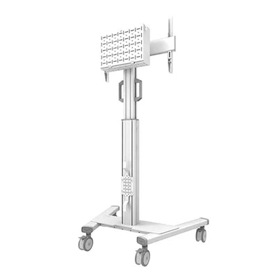 B-Tech Neomounts Large Mobile TV Floor Stand FL50S-825WH1, mobile medical display cart, left-rear perspective