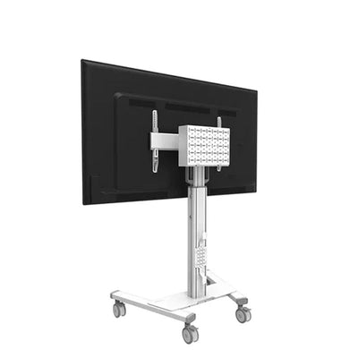 B-Tech Neomounts Large Mobile TV Floor Stand FL50S-825WH1, mobile medical display cart with display, right-rear perspective