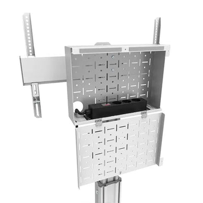 B-Tech Neomounts Large Mobile TV Floor Stand FL50S-825WH1, medical cart equipment tray open with accessories