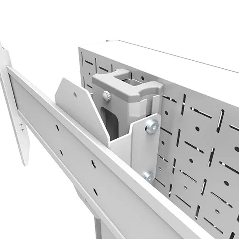 B-Tech Neomounts Large Mobile TV Floor Stand FL50S-825WH1, medical cart tray rail connection close-up