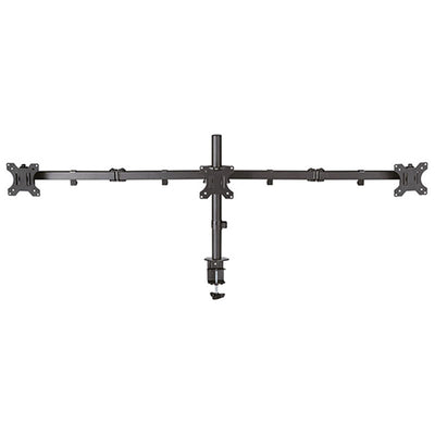 B-Tech Neomounts Full Motion Desk Mount FPMA-D550D3BLACK, triple monitor arm front view