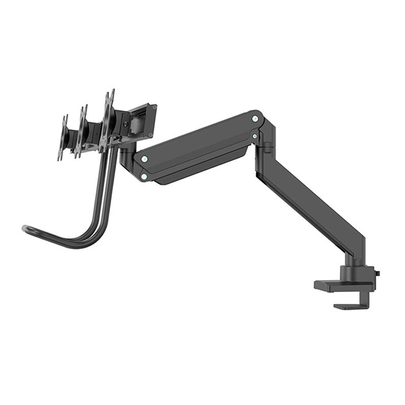 B-Tech Neomounts Full Motion Desk Mount NM-D775DX3BLACK, triple monitor arm left-side view