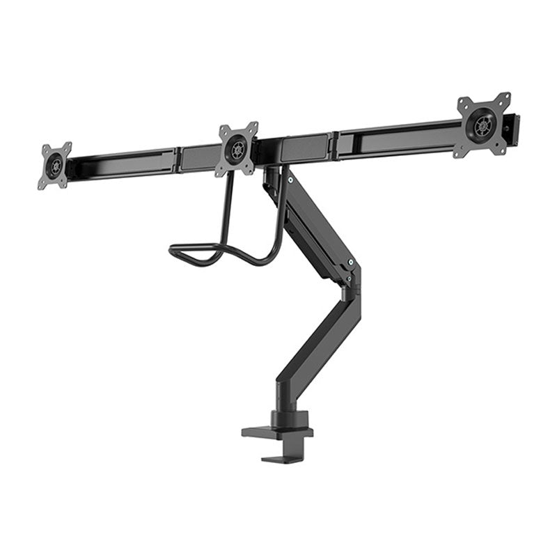 B-Tech Neomounts Full Motion Desk Mount NM-D775DX3BLACK, triple monitor arm right-side view