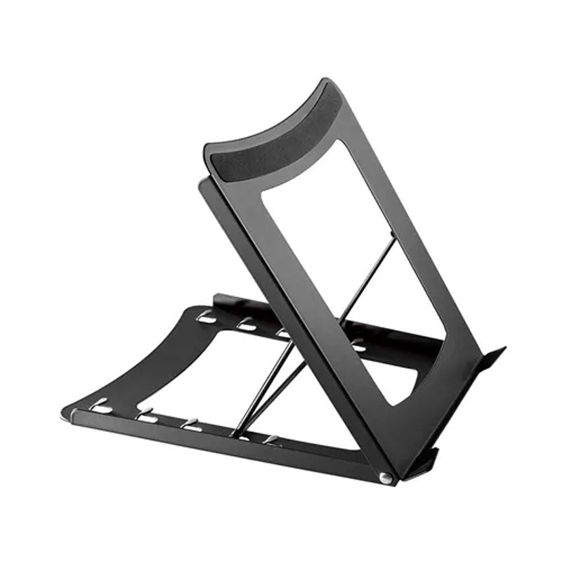 B-Tech Neomounts Foldable Laptop Stand NSLS075BLACK, adjustable laptop riser alternate three-quarter view