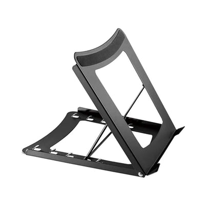 B-Tech Neomounts Foldable Laptop Stand NSLS075BLACK, adjustable laptop riser alternate three-quarter view