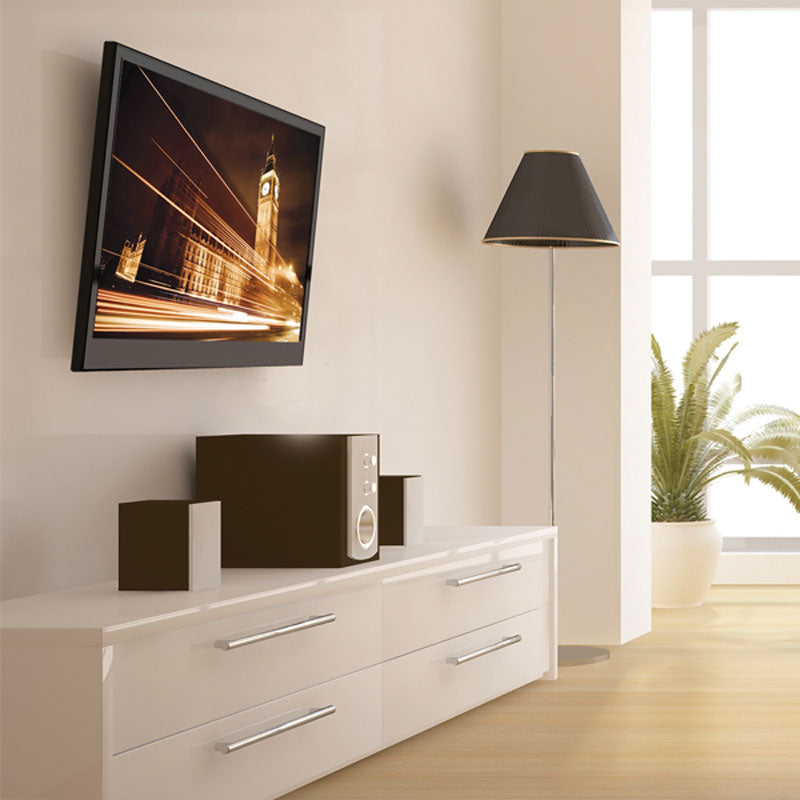 B-Tech Medium Tilt TV Wall Mount BT7523/B, portrait display installed in a living room