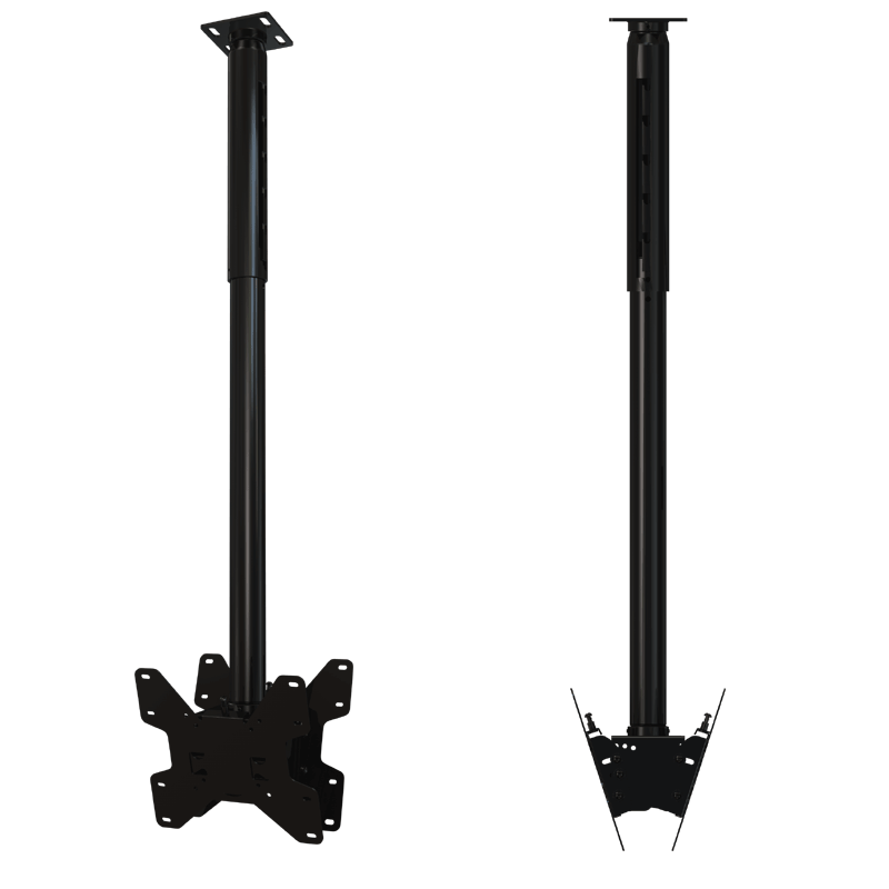 Crimson Medium Adj Height TV Ceiling Mount C37D-36A, ceiling projector mount front and side views