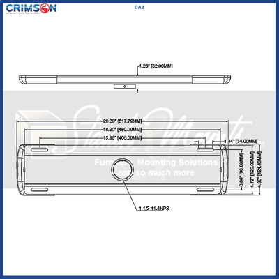 Crimson Dual Joist Ceiling Adapter CA2, equipment isolation platform technical dimensions diagram