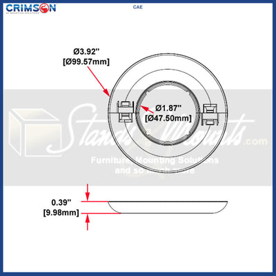 Crimson Decorative Escutcheon Plate CAEW, ceiling escutcheon plate dimensions diagram