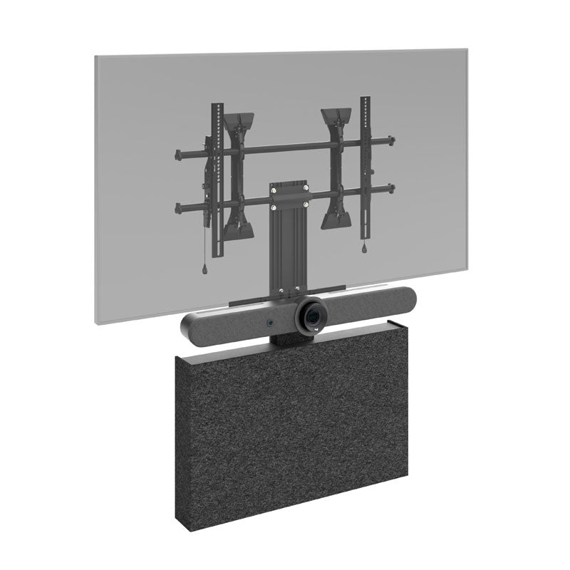 Chief Fusion Storage Cabinet and Camera Mount FCASTC, display showing conference mount system behind screen