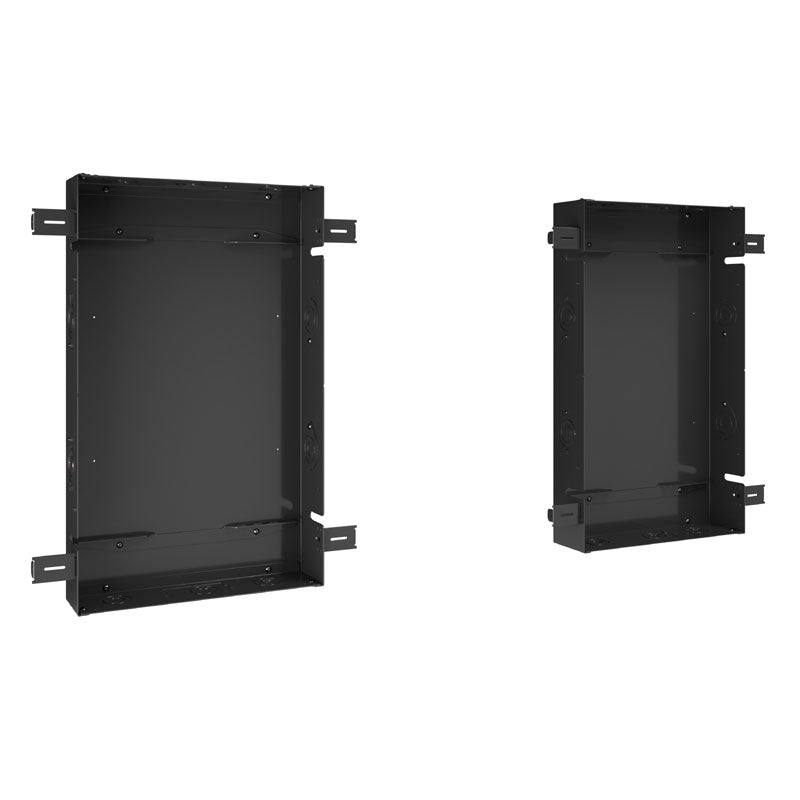 Chief Tempo In-Wall Boxes and Stud Tabs Kit FPIWMKIT1, recessed wall mount enclosures front and side views