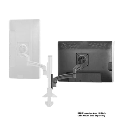 Chief Kontour Expansion Arm Accessory KRA222S, white desk monitor expansion arm kit in front and rear views