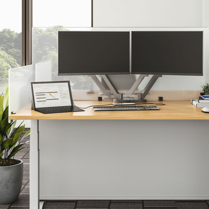 Chief Koncis USB Charging Hub D2US-NA, dual-monitor stand installed on an office desk