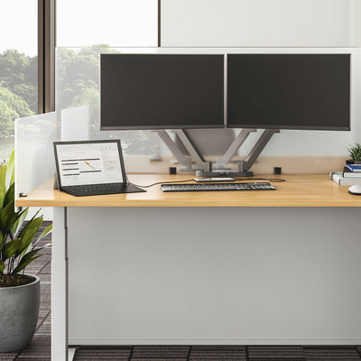 Chief Koncis USB Charging Hub D2US-NA, dual-monitor stand installed on an office desk