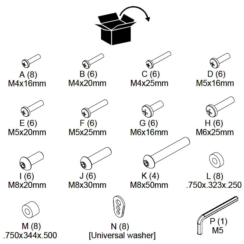 Chief Hardware Kit for Fusion Series Mounts FHBU
