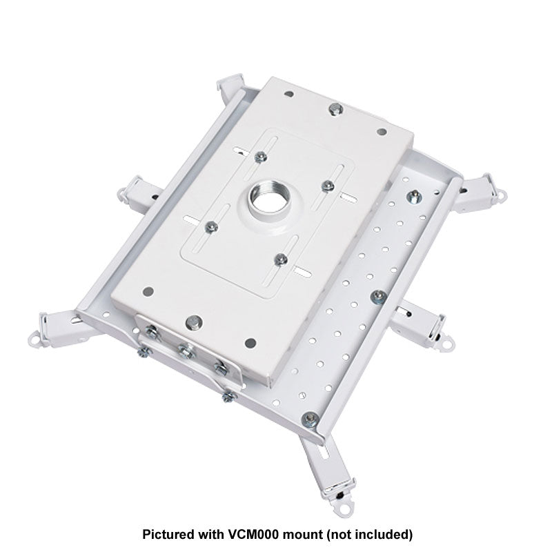 Chief VCM Interface Bracket HBUW, white projector mount front three-quarter view