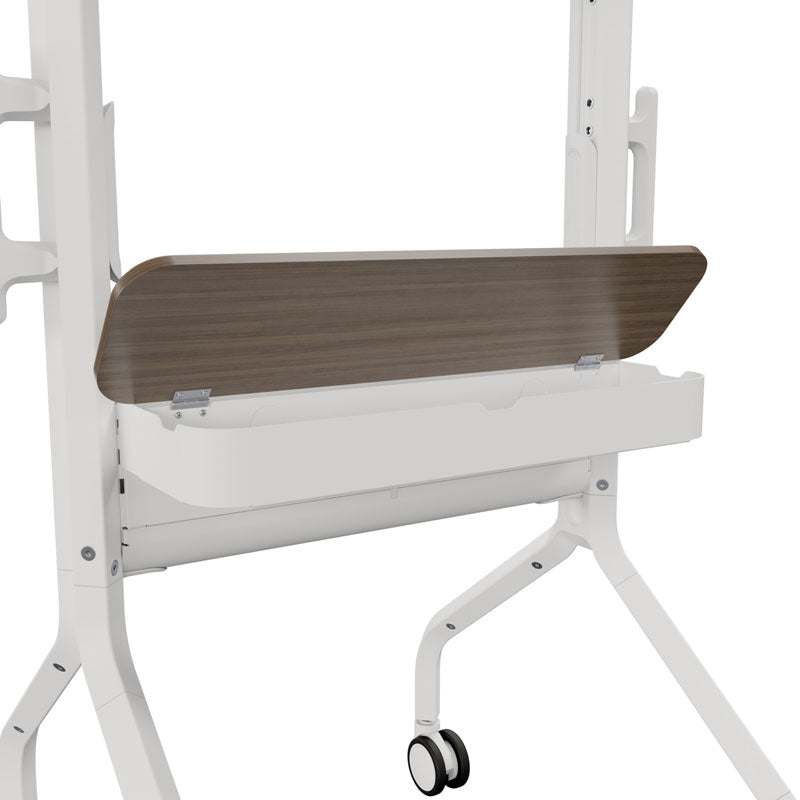 Chief Voyager Storage Shelf Accessory SCSSW, mobile display cart storage tray with woodgrain lid closed
