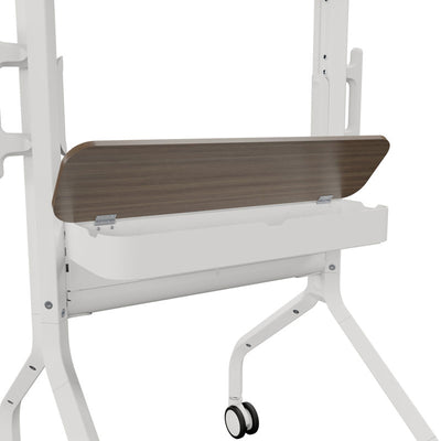 Chief Voyager Storage Shelf Accessory SCSSW, mobile display cart storage tray with woodgrain lid closed