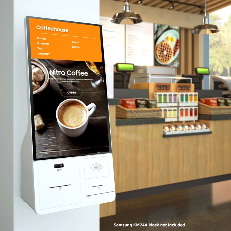 Chief Samsung Kiosk Wall Mount SKM24AW, self-service kiosk wall mount installed coffee shop view